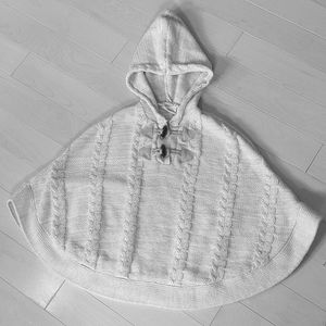 Girls Beige Cable Knit Sweater Ponch